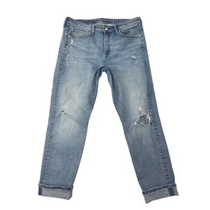 H&M &Denim Girlfriend Fit Distressed Medium Wash Jeans Size 32 Regular‎ Waist
